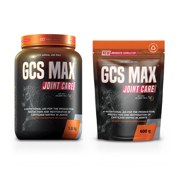GCS MAX Joint Care. Nutritional aid for the production, protection and restoration of cartilage matrix in joints in horses. With added collagen type II.