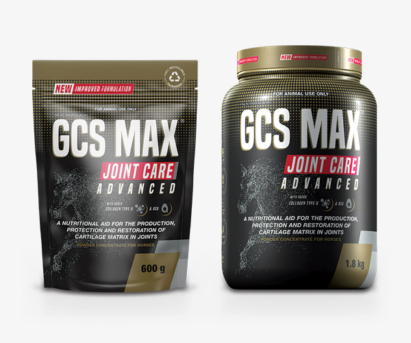 GCS MAX Joint Care Advanced. Nutritional aid for the production, protection and restoration of cartilage matrix in joints in horses. With added collagen type II & ASU.