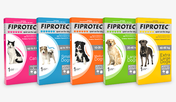 Fiprotec spot-on flea and tick treatment for dogs and cats.